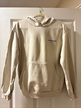 Talentless Circle Logo Hoodie Cream Pullover Size Small
